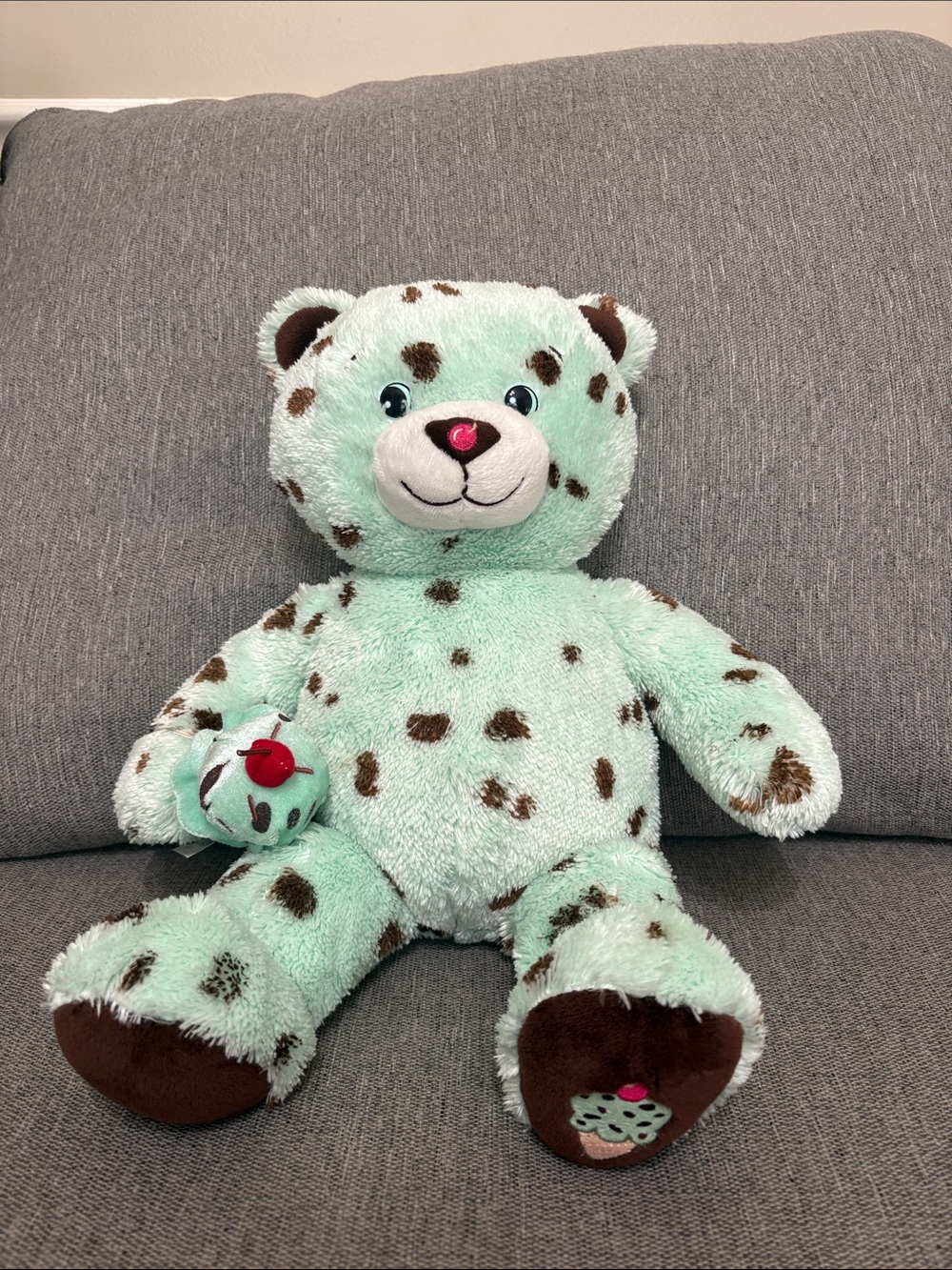 Build a Bear Baskin Robbins Mint Chocolate Chip Ice Cream Bear Stuffed Animal